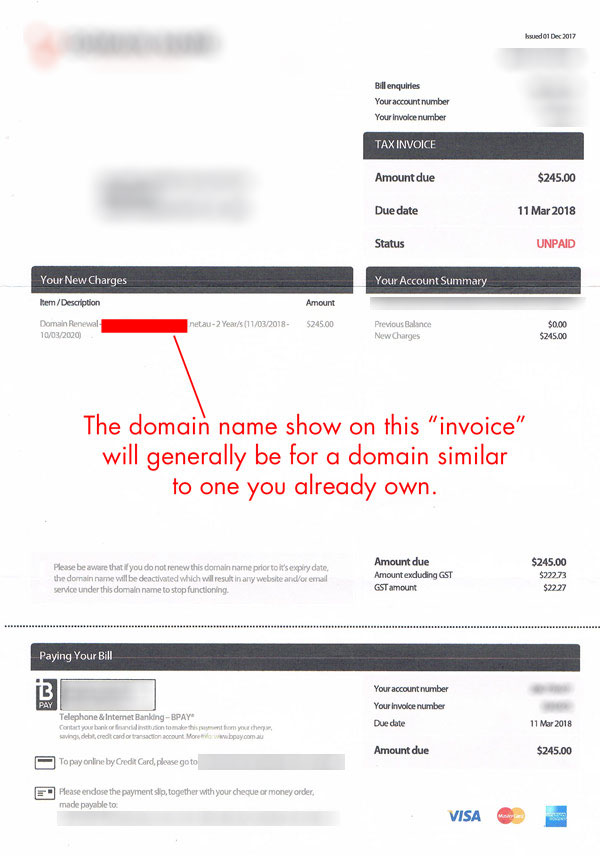 domain name management scam
